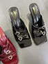 Double Straps Slid On Open Toe High Heel